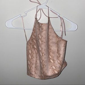 HONEY BELLE Pink Snake Skin Crop Top